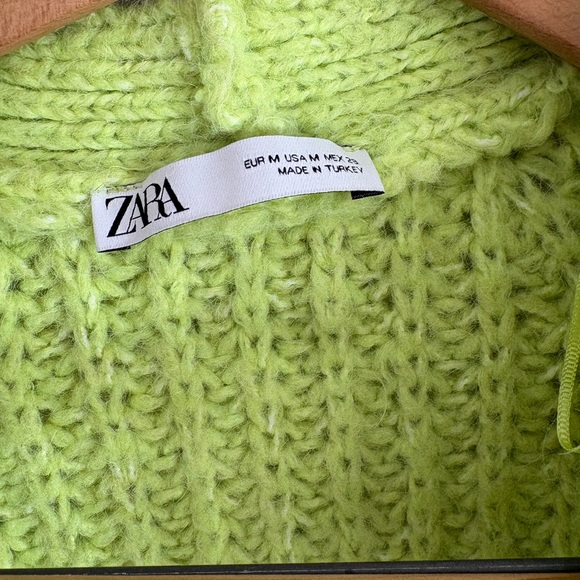 Zara neon Lime Green Open-Front Cardigan size medium - Picture 2 of 6